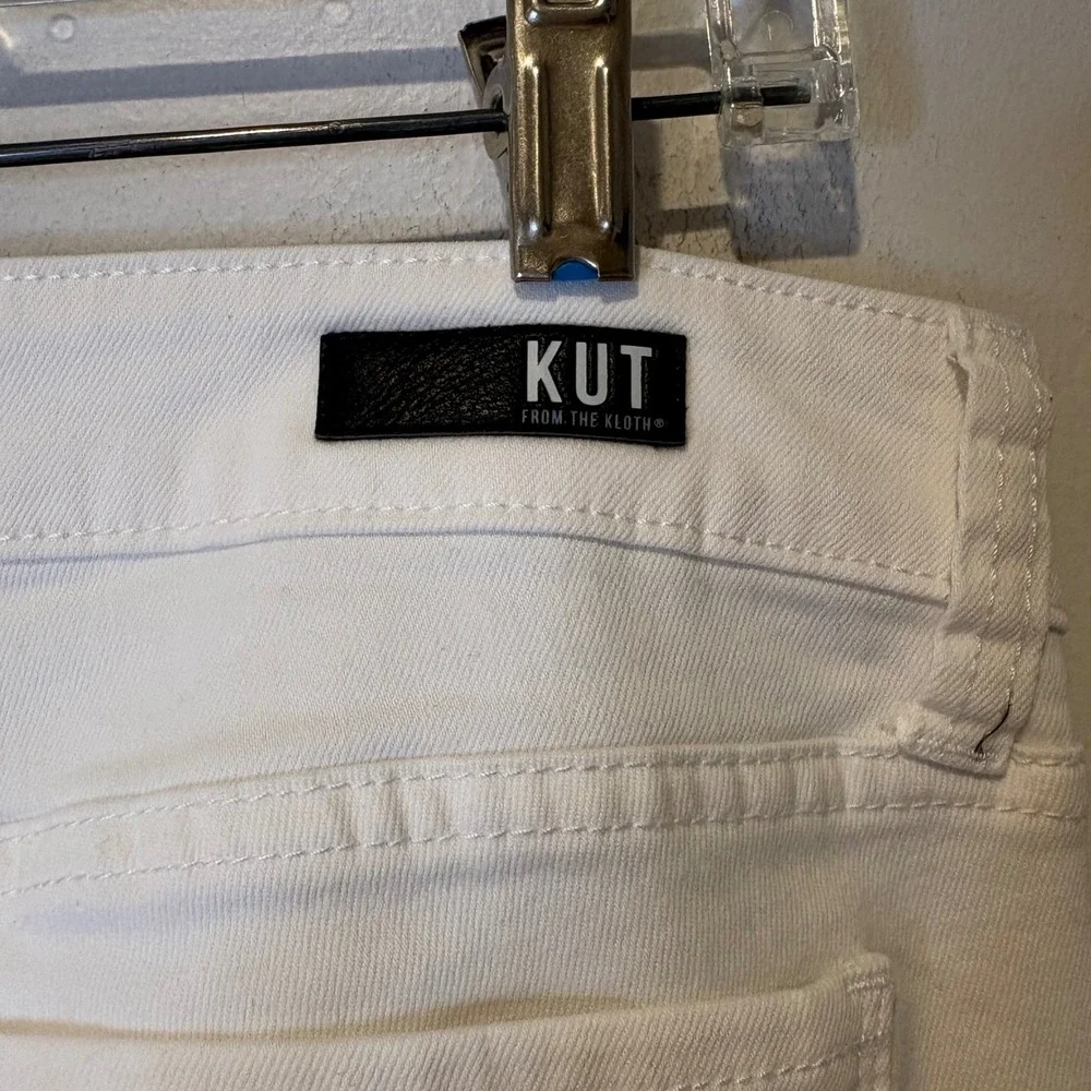 Kut From The Kloth‎ Connie Ankle Skinny Jeans White Women's Size 10 Frayed Hem